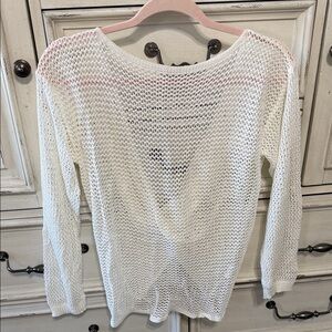 Women's Open-Knit Scoop Neck Sweater - White